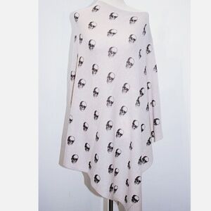 Skull Cashmere,  wrap/cape, 36" at longest length, Ultra soft 100% cashmere,